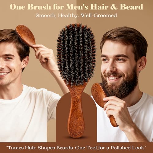 Boar Bristle Hair Brush Set, Large and Mini, Since 1965 British Craftsmanship Handmade Natural Wooden, Pure Soft Bristles, Gentle Detangling for Women Men Kids, Thin Fine Hair, Smooth & Shine - size: Large and Small