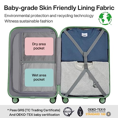 mixi Luggage Suitcase with Spinner Wheels, Hardside Rolling Suitcase PC with Cover & TSA Lock Lightweight Travel Case 26in Checked in, Avocado Green - color: Avacado Green, size: 26in Checked in