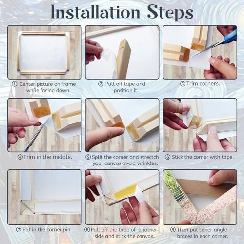 Canvas Stretcher Bars 10x10 Inch Frame Kit, Available in 25+ size Wood Stretcher Bars for Home and Office, Gallery Wrap Wall Arts Supply for Oil Painting, Poster, Picture & Paint by Numbers - size: 10"X10"