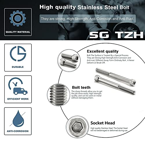 1/4-20 x 3 Socket Head Cap Screws Bolts, 20Pcs 304 Stainless Steel 18-8, Allen Socket Hex Drive, Partially Threaded, Bright Finish by SG TZH(with Hex Spanner) - size: 1/4-20 x 3"