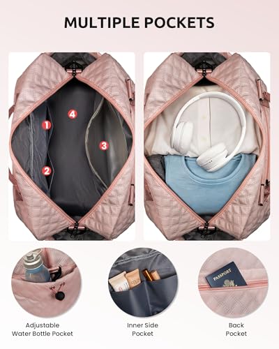 Initial Duffle Bag-Personalized Weekender Bags Letter Travel Bags | Overnight Bag with Makeup & Shoe Compartments, Granddaughter & Friend Gifts Tween Girls Trendy Stuff Travel Essentials - color: Pink, style: S