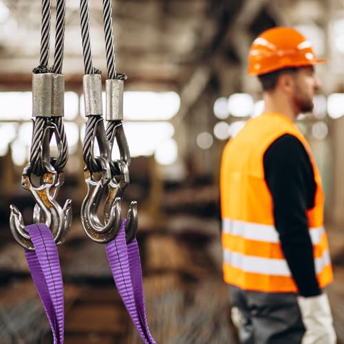 Lift Sling Straps,1" x 2' 2-Ply Heavy Duty Flat Eye Lift Slings 2P | Polyester Lifting Strap Nylon Tree Saver Recovery Strap Web Sling Rigging Moving Tow Hoist Gear Straps 3200lb 2600lb 6400lb - color: Purple, size: 1" x 2' (2 pack)