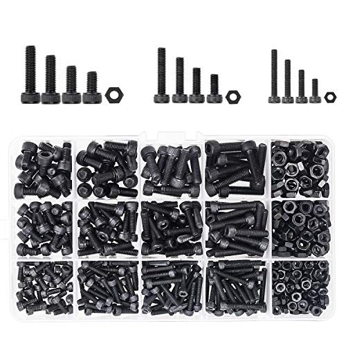 DYWISHKEY 500 Pieces M3 M4 M5, 12.9 Grade Alloy Steel Hex Socket Head Cap Bolts Nuts Assortment Kit with Hex Wrenches - size: M3 M4 M5, style: Socket Head