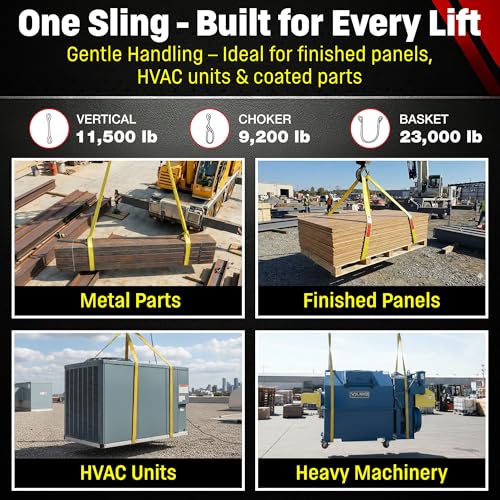 DD Sling 4 Inch x 25 Foot Nylon Lifting Sling – USA Made, 11,500 lb Vertical, 9,200 lb Choker, 23,000 lb Basket – 2-Ply Heavy Duty 900 Webbing, Type 3 Flat Eye & Eye Rigging Sling - size: 4"x25'