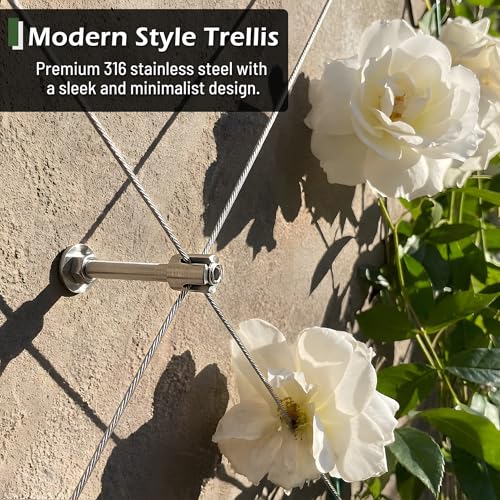 Wire Trellis Kit, 20-Set 5/64” (2mm) Crosshead Kit with 98ft Cable | T316 Marine Grade Stainless Steel, Wall-Mounted Cable Trellis for Climbing Plants Outdoor, Garden Fence Espalier System - size: 20 Sets