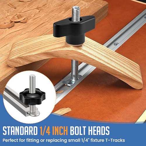 10 Packs 1/4-20 T Track Knob Kit | T-Track Accessory Includes 2" Hex Thread Knob Nuts with Washers and Star Knobs for Woodworking Jigs and Fixtures - size: Medium