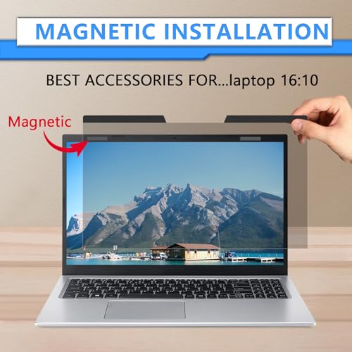 Magnetic Laptop Privacy Screen 16 Inch 16:10, Removable Privacy Filter | Compatible with Samsung HP Dell Asus Acer Sony Lenovo LG Thinkpad Toshiba, Anti Spy, Anti Glare, Blue Ray Reduction - size: 16 in 16:10 privacy screen
