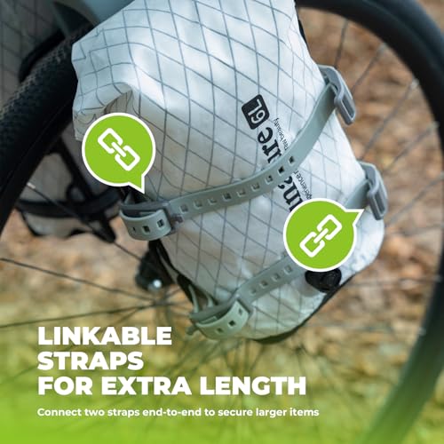2-Pack Stiff TPU Utility Straps, 80kgf for Bike Moto Ski | 8-Figure Lock, 360° Wrap, Rigid TPU,-40~140°F, Connectable, Grey - color: Midnight Blue