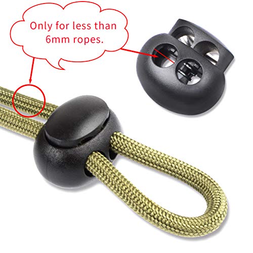 DYZD Plastic Cord Lock End Toggle Double Hole Spring Stopper Fastener Slider Toggles End (Black,10 PCS) - color: Black