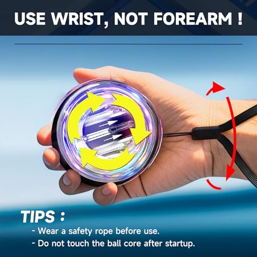 XMALL Torque Ball Hand Exerciser, Grip Strength Trainer, Auto-Start, Forearm Strengthener, Hand Strengthening Devices, Wrist Power Gyro Ball, Wrist Strengthener, Finger Exerciser - color: Blue