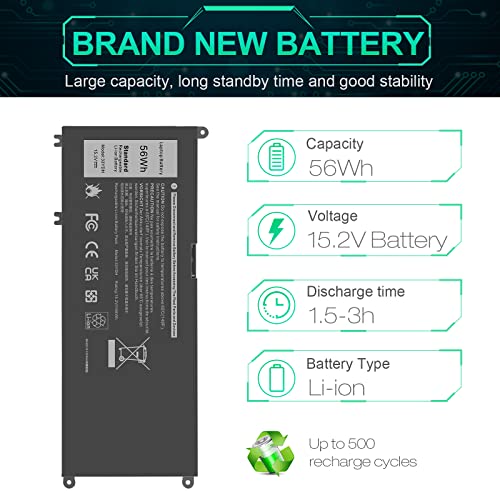 Futurebatt 33YDH Laptop Battery for Dell Inspiron 17 7000 7778 7779 7786 7773 15 7577 G3 3579 3779 G5 5587 G7 7588 Latitude 13 3380 14 3490 15 3590 3580 PVHT1 P30E 81PF3 081PF3 Vostro 15 7580 7570 - size: 33YDH 10.83*5.12*0.73 in