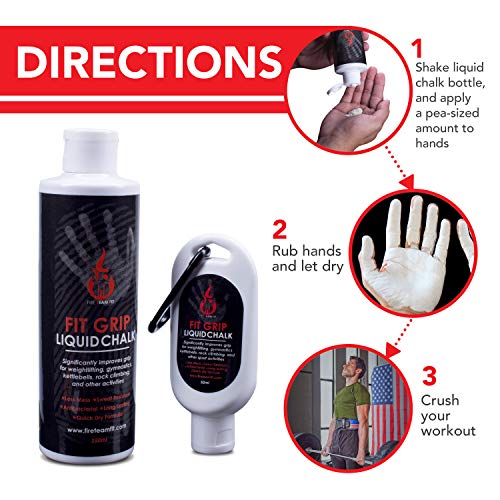 Liquid Chalk for Weight Lifting, Rock Climbing, Cross Training, & Powerlifting, Gym Approved Workout Chalk for Hands & Calluses - size: 250+50ml