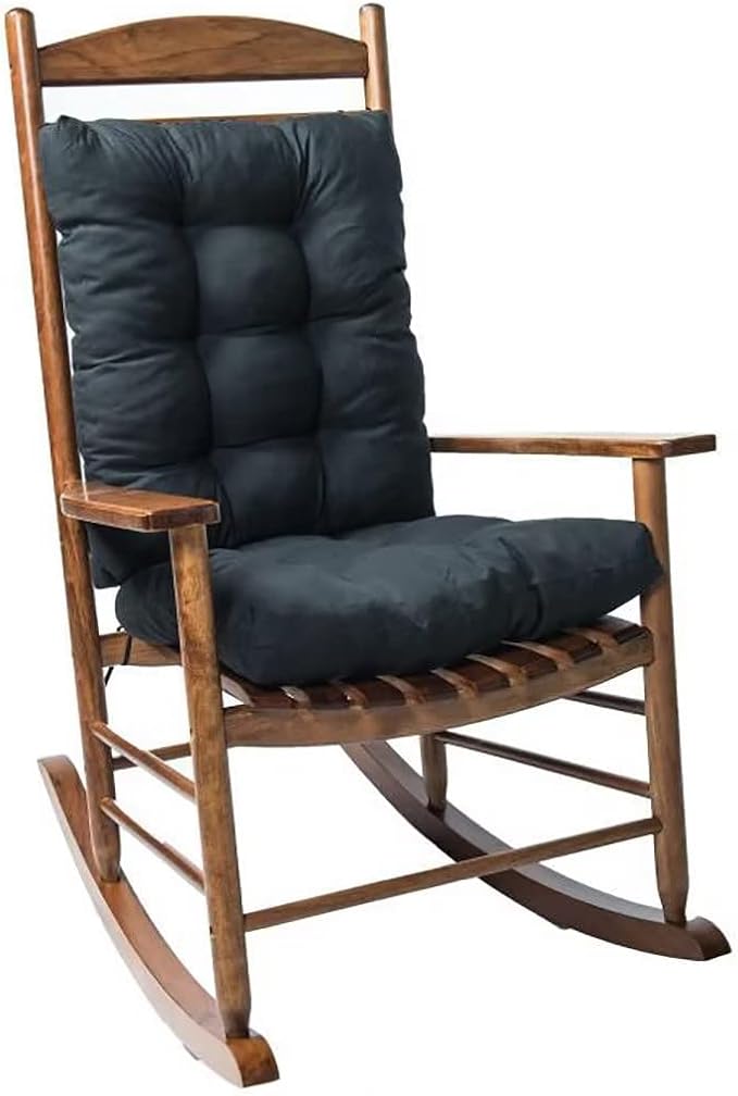Indoor Outdoor Rocking Chair Cushions Pack of 1, Patio Chair Cushion High Back Chair Seat Cushions for Garden Patio Furniture, Black