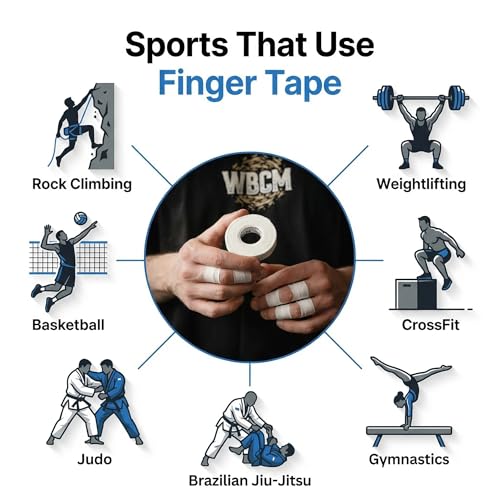 WARM BODY COLD MIND Athletic Finger Tape - 0.5inch x 33ft - Sport Tape for Fingers, Strong Hand Wrap for Crossfit, Weightlifting, Jiu Jitsu, Rock Climbing - color: 3 Rolls Black/White (33ft)