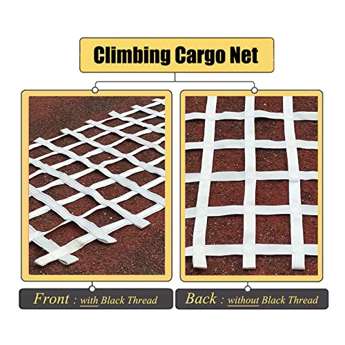 Climbing Cargo Net Heavy Duty,Ninja Net,Rope Ladder for Kids Outdoor Treehouse Backyard Playground Indoor Obstacle Webbing Net for Swing Set Jungle Gym Accessories for Slacklines,White - size: 3x6ft/0.9x1.8m