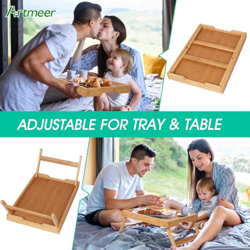 Artmeer FSC 100% Bamboo Bed Tray with Folding Legs, Medium, Natural | FSC 100% bamboo bed tray with folding legs, handles and raised edges for meals, laptops, reading and serving in bed. - color: Bamboo, size: Medium