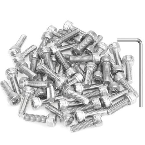 HELIFOUNER 50 Pieces M5 x 16mm, Thread Pitch 0.8mm, 304 Stainless Steel (18-8) Hex Socket Head Cap Screws, Fully Threaded - size: M5 x 16mm