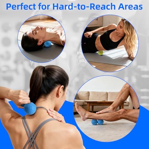 Peanut & Spiky Ball Set Physical Therapy Blue Mix | Dual massage tools; myofascial release, plantar relief; safe around spine - color: Blue Mix White+yellow