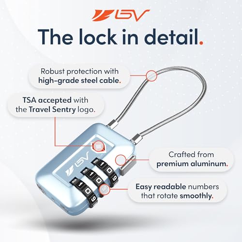 TSA Accepted Luggage Travel Lock, Set-Your-Own Combination Lock for School Gym Locker, Luggage Suitcase Baggage Locks, Filing Cabinets, Toolbox, Case (Arctic Blue, 1 Pack) - color: Arctic Blue 1-Pack