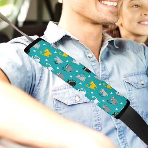 1 Pair Cute Cat Lovely Kitten Pet Seat Belt Shoulder Pad Soft Padded Seat Belt Cushion for Adult Use, Stroller Pushchair High Chair, Pressure Relief - color: Pattern 423