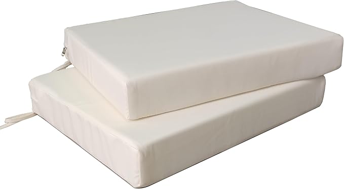 20 x 18 Inch Outdoor Chair Cushions for Patio Furniture, UV Resistant Non Slip Waterproof Replacement Patio Seat Cushion with Ties Set of 2, Beige