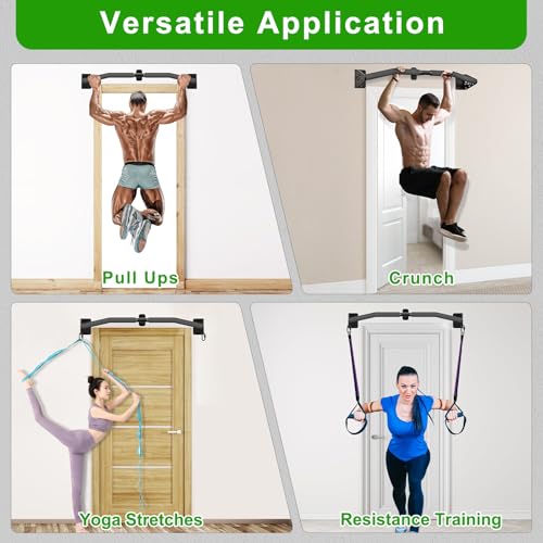 SELEWARE 32"/36" Wall Mount Pull Up Bar Joist Mount Chin Up Bar for Doorway | Heavy Duty Steel Construction Support 450 lb, w/Resistance Band Hooks, Fits 32"/36" Wall Studs for Home Gym Strength Training - size: B: 32" x 1.6" Dia Grip
