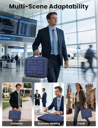 DOMISO Laptop Hard Case 15-16 inch Waterproof Shockproof Hard Shell Laptop Sleeve with Handle & Storage Pocket, Compatible with MacBook, HP, Dell, Dark Blue - color: Dark Blue, size: 15.6 inch