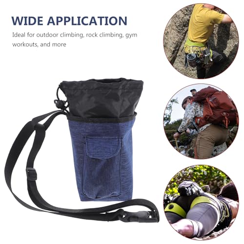 Bouldering Chalk Bag with Waist Belt Non-Slip Climbing Chalk Pouch for Rock Climbing and Gymnastics for Outdoor Mountaineering Navy Blue