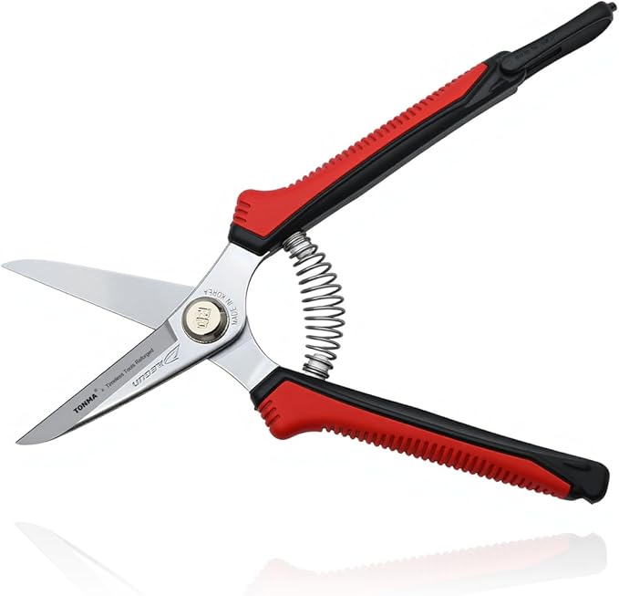 TONMA Pruning Scissors [Made in Korea] 7.5" Rugged yet Lightweight Pruning Shears for Gardening with Ergonomics Grip, Japanese Craft Hard Chrome Plated Sharp Stainless Steels Garden Snips
