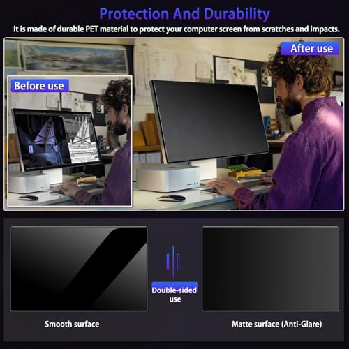 24" Privacy Screen Computer for 16:9 Aspect Ratio, 2-Sided Removable Anti-Peeping/Anti-Glare, Blue Light Block, UV Protect, Reduce Strain, Anti-Scratch, Fits 24-inch 16:9 Protector Film - size: 24inch 16:9