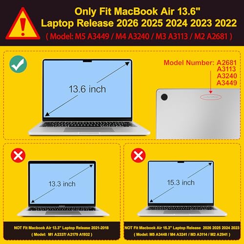 Tuiklol for MacBook Air 13 inch Case M5 2026 M4 2025 M3 2024 M2 2022 Release Model A3449 A3240 A3113 A2681,Plastic Hard Shell Cover for MacBook Air 13.6 with Touch ID, Gold Bow - color: Gold Bow