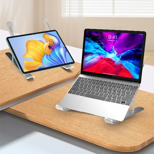 Aluminum Laptop Stand with Cooling Fan 7 Heights Adjustable Foldable Ergonomic Computer Holder for Notebook and Tablets - color: Black