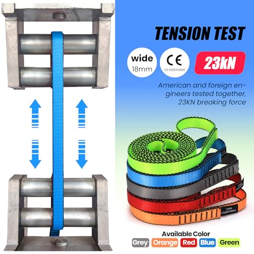 18MM Nylon Climbing Slings Runners 23 kN Strong Webbing Straps for Rock Climbing, Rappelling, Swing, Yoga Hammock etc - color: 2PCS Blue, size: 24inch/60cm