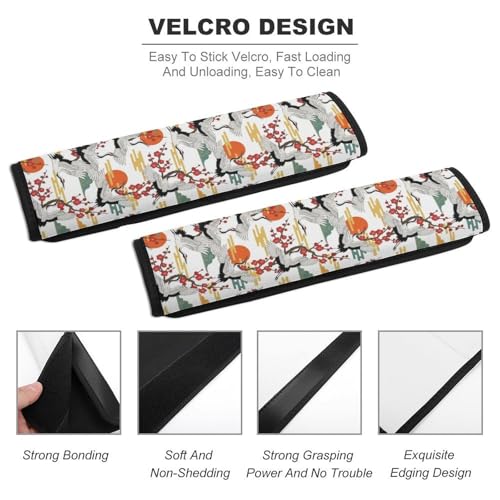 1 Pair Red Sun Flower Crane Bird Seat Belt Shoulder Pad Soft Padded Seat Belt Cushion for Adult Use, Stroller Pushchair High Chair, Pressure Relief - color: Pattern 180