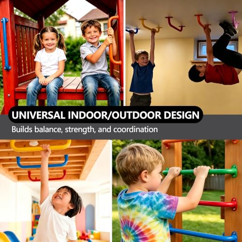 Monkey Bars Indoor Playground Handles 17inch, Heavy Duty Ceiling Grab Bars for Climbing Frames, Wall Ladders, Treehouses and Swing Set Accessories (6-Pack) - color: Blue