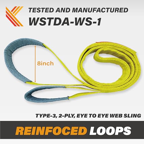 2-Ply Lifting Sling Straps 2”x 20ft - 6200lbs Vertical Capacity Heavy Duty Flat Eye Lift Sling, for Rigging Moving Towing Hoisting -2Pack - Kodiak Straps - color: 2 PACK, size: 2inch x 20ft