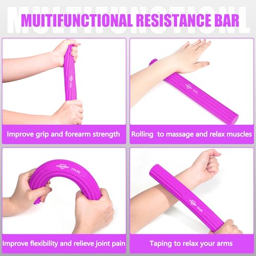 DICYWUDI Flex Therapy Bar and Grip Strength Trainers set, Physical Therapy & Resistance Bar for Golfers Elbow, Tendinitis, Wrist,Forearms Pain, Improve Grip Strength and Relieve Pain - color: Blue/Purple/Green/Orange/Pink