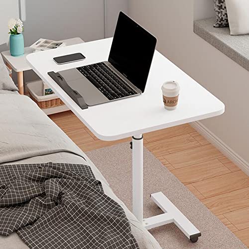 Overbed Table Adjustable Overbed Table Portable 360° Tilting Laptop Computer Sofa Table,Over Chair Tables for Disabled with Wheels,Adjustable 90Cm Desk,White - color: White