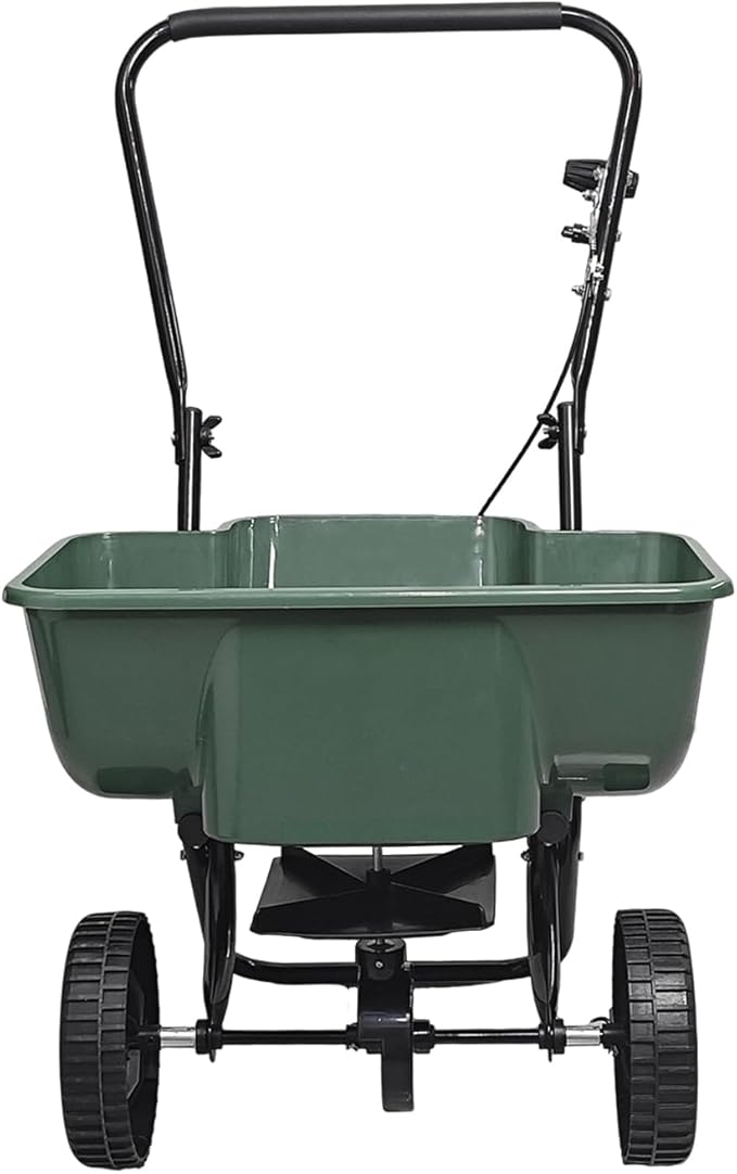 80LB Walk-Behind Broadcast Spreader for Seed,Fertilizer,Salt,Ice Melt, Fertilizer Spreader with Adjustable Drop Rate, Seed Spreaders for Lawns