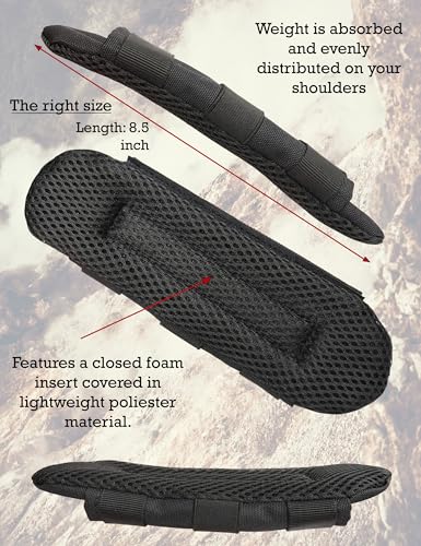 Shoulder Strap Pad for Optimal Weight Distribution, Plate Carrier Shoulder Pads with Velcro, Backpack Strap Pads, Shoulder Strap Cushion for Tactical and Weighted Vests, Body Armor, Waist Belts - color: Black