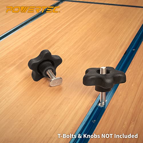 POWERTEC 71371V 24 Inch Double-Cut Profile Universal T-Track with Predrilled Mounting Holes, 4 PK, T Track for Woodworking Jigs and Fixtures, Drill Press Table, Router Table, Workbench - size: 24" T track, 4PK