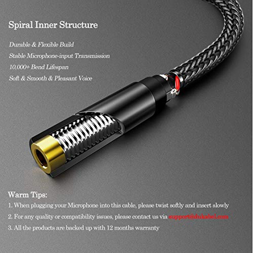 TRS to TRRS Adapter, 3.5mm Microphone Adapter - 30CM | TRS Female to TRRS Male, Microphone Adapter for iPhone and Android Smartphones and Tablets, ONLY for Microphone input - size: TRS Female to TRRS Male