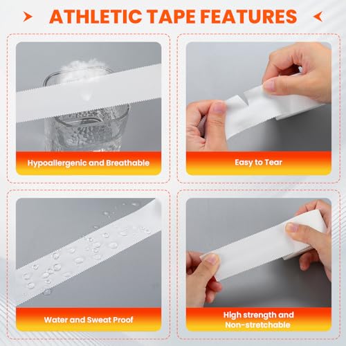 TENKAIWICK White Athletic Tape 16Pk, 1.5"x160Yds, Ankle/Wrist Support, for Soccer/Football - size: 16P