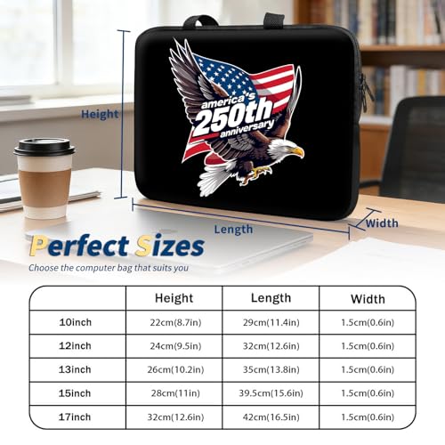 Laptop Bag 12 Inch,Resistant Shockproof Laptop Sleeve Case Protective Cover Carrying Case with Handle Compatible for HP Dell Lenovo Acer Asus Notebook Computer,America 250 Eagle Flag - color: America 250 Eagle Flag, size: 11-12.5 in