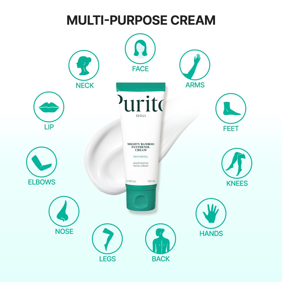 PURITO Panthenol 10% Barrier Cream for Sensitive Skin, 3.38 fl.oz