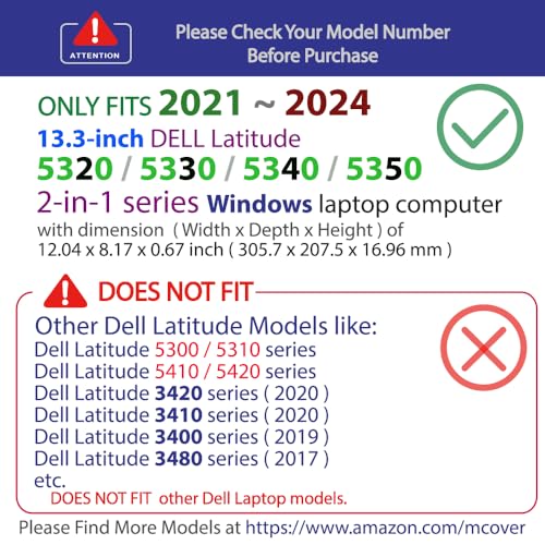 mCover Case ONLY Compatible for 2021～2024 13.3" Dell Latitude 5320 5330 5340 5350 2-in-1 Windows Laptop Notebook Computer (NOT Fitting Any Other Dell Models) - Red - color: Red