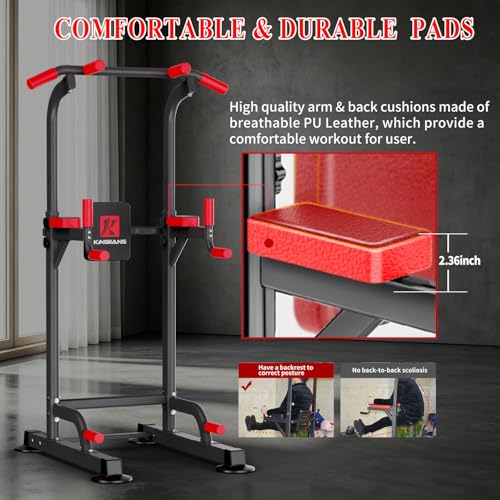 K KiNGKANG Power Tower Pull Up Bar Station for Home Gym Fitness Equipment | Dual-knob Height Adjustment | Load 450lbs| Suction cup feet | New upgraded