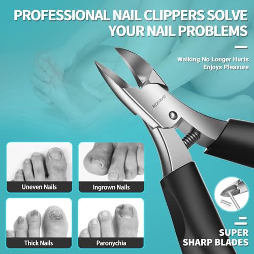 Toenail Clippers for Ingrown & Thick Toenails - Idea Stocking Stuffers Gift for Men & Dad, Heavy Duty Toe Nail Clippers with Sharp Blades & Long Handle, Professional Pedicure Tool Easy Deep in Nails - style: Ingrown Nail Clipper - Black