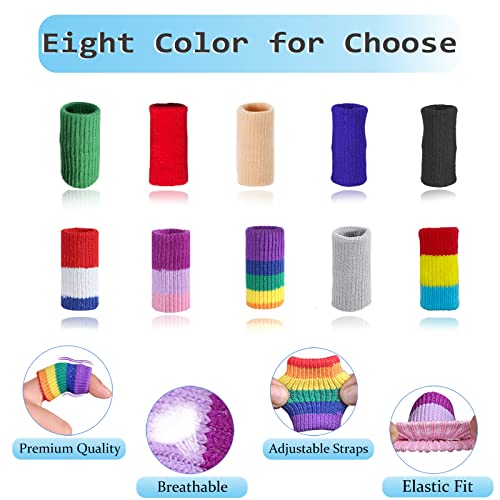Finger Compression Sleeves, 10 Pcs | Finger Protectors Cots for Arthritis Swelling Basketball Sport, Breathable Elastic - color: Green