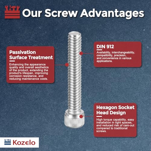 50pcs M4 Socket Head Cap Screws Bolts Nuts Assortment Kit - [M4x30/35/40/45/50mm] 304 Stainless Steel Allen Socket Drive for 3D Printer - size: M4x30/35/40/45/50mm